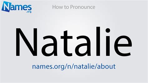 natalie name pronunciation|How to pronounce Natalie .